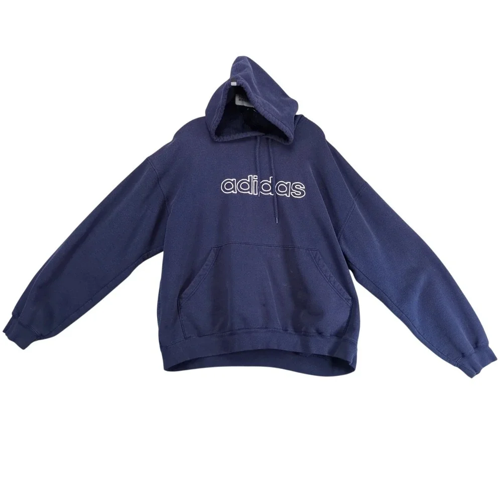adidas Hoodie Mens XL Blue Embroidered Logo Vintage 2002 Canada Y2K‎ Streetwear